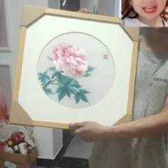 Framed peony artwork