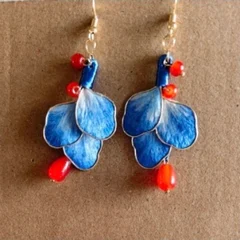 Blue flower earrings