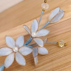 White floral accent with bead details